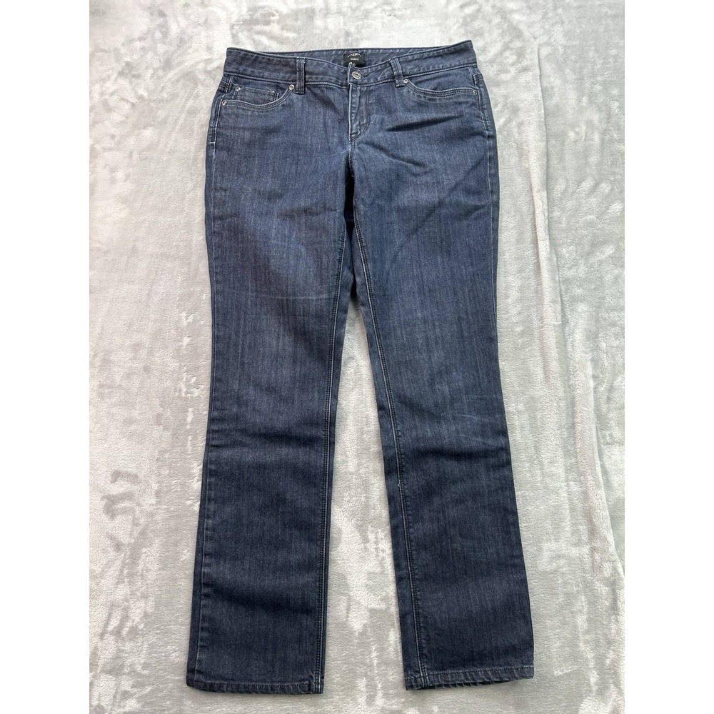 Ann Taylor Loft Y2K Jeans Womens Sz 10 Dark Blue Curvy Straight Mid Rise Denim